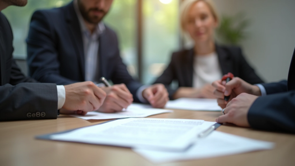 Majitel bytu podepisující smlouvu se zástupcem realitní kanceláře v kancelářském prostředí