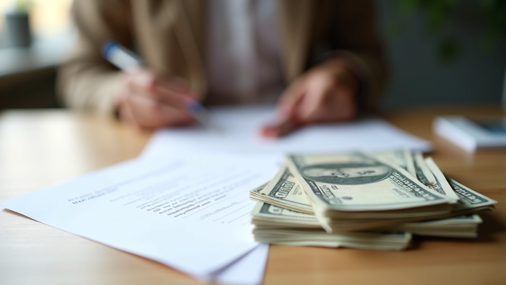 Hotovost a bankovní výpisy s údaji o nájmu a kauci